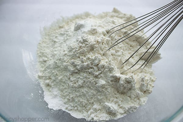 Dry ingredients whisked in a bowl