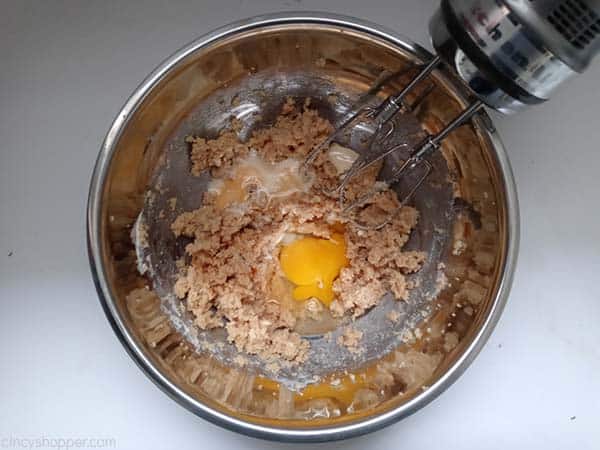 Egg, vanilla and eggnog added to mixture