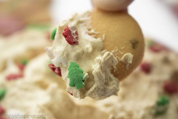 Gingerbread dip on a Nilla wafer