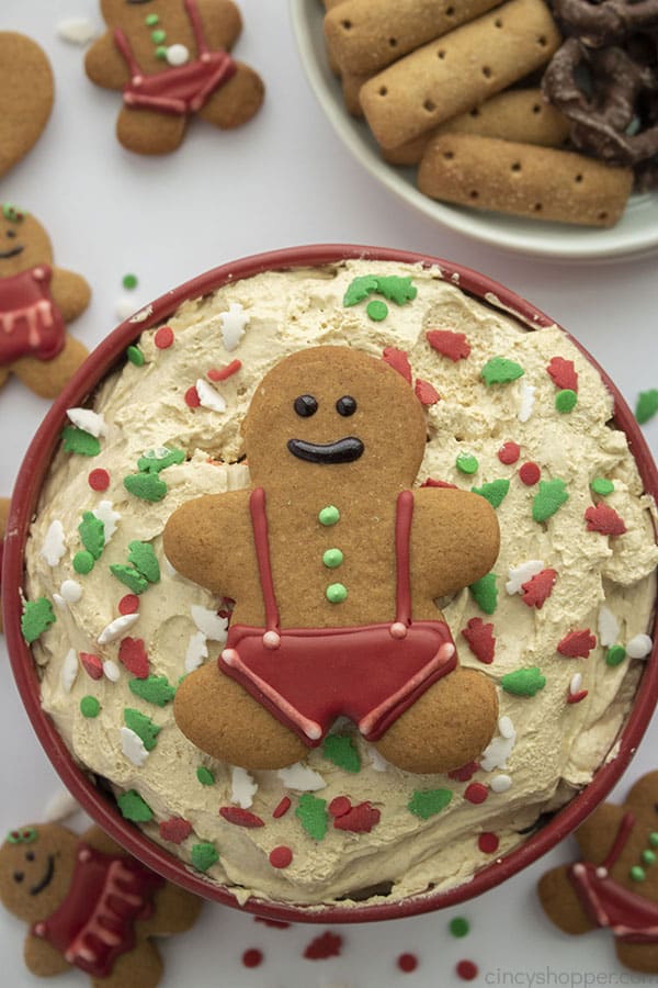 Overhead of Gingerbread Dip in a bowl