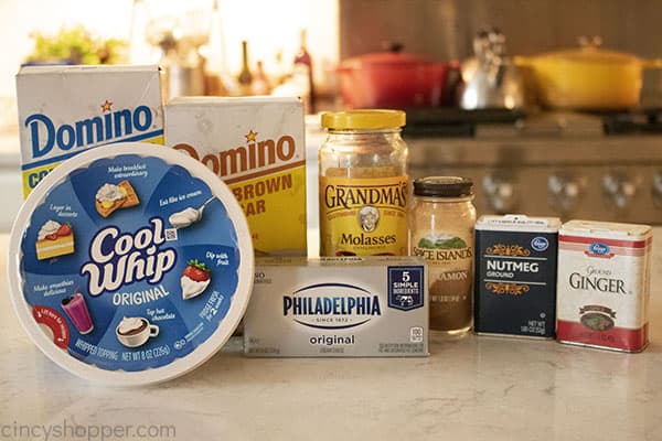 Ingredients for Cheesecake Gingerbread Dip