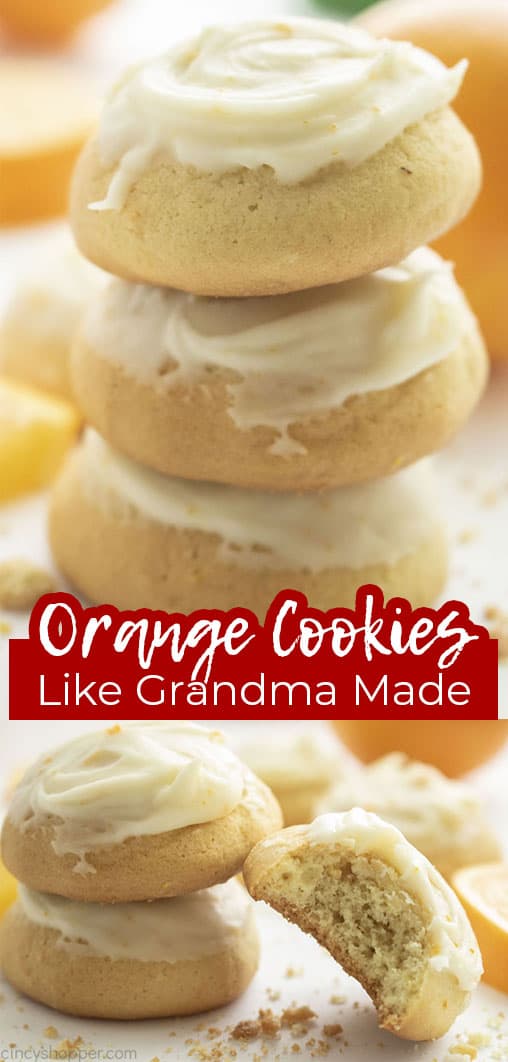 Long pin collage with text banner Orange Cookies Like Grandma Made