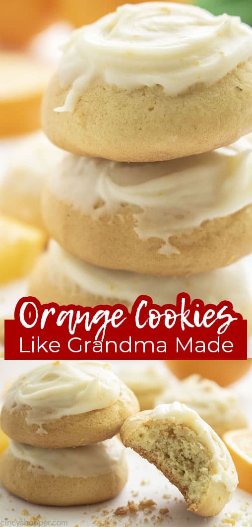 Long pin collage with text banner Orange Cookies Like Grandma Made