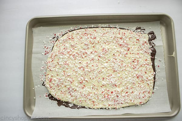 Peppermint candies added to bark layers
