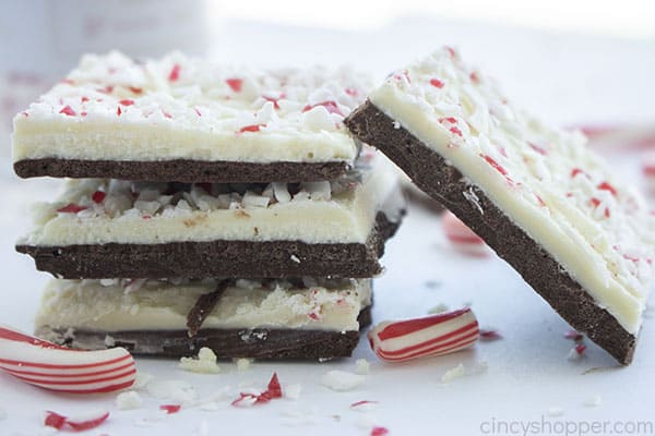 Cut peppermint Christmas bark