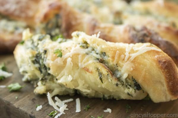 Finished spinach dip breadstick