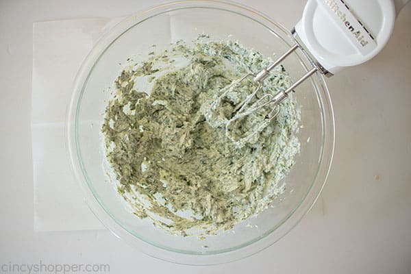 Spinach dip ingredients in a bowl