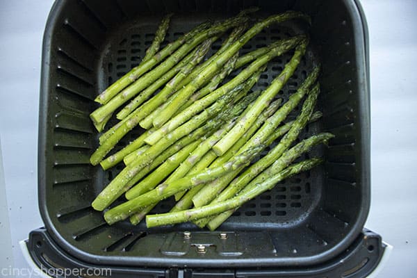 Uncooked asparagus in the air fryer