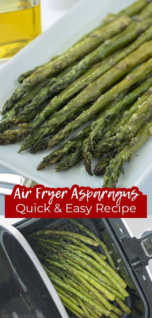 Long pin collage with text banner Air Fryer Asparagus Quick and Easy Recipe