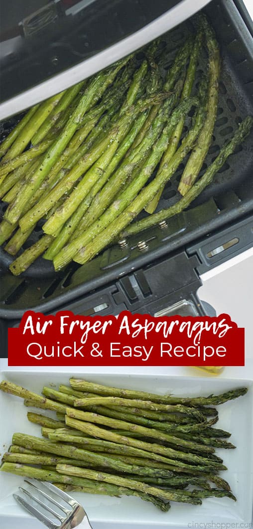 Long pin collage with text banner Air Fryer Asparagus Quick and Easy Recipe