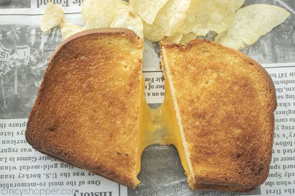 Cheesy Grilled Cheese cut in half