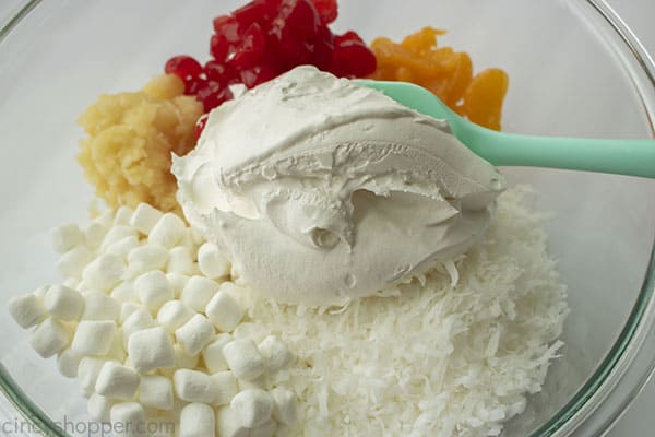Cool Whip added to ambrosia ingredients