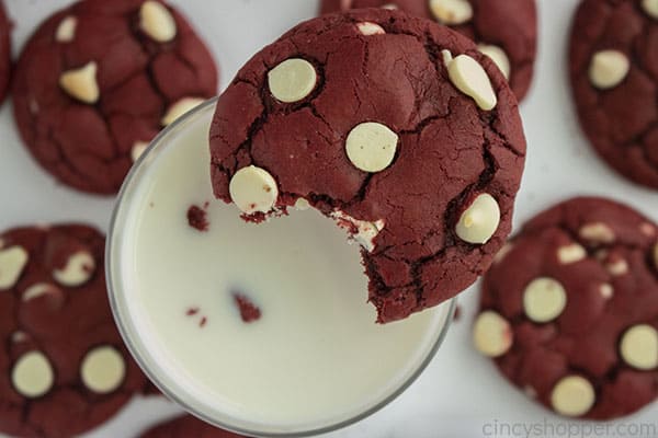 Red velvet cookies with milk