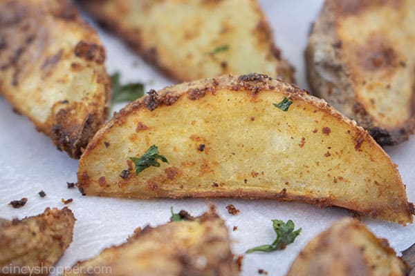 Crispy baked potatoes after baking