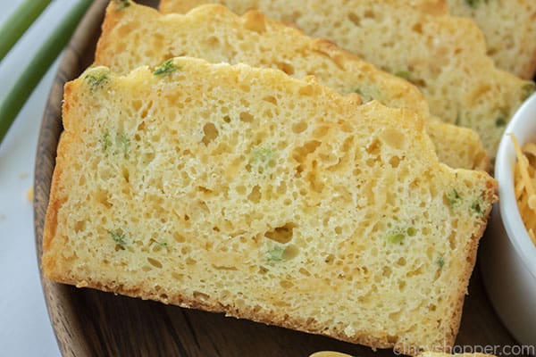 Closeup of cheese bread slice