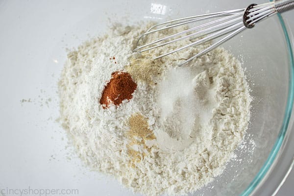Dry bread ingredients in a bowl