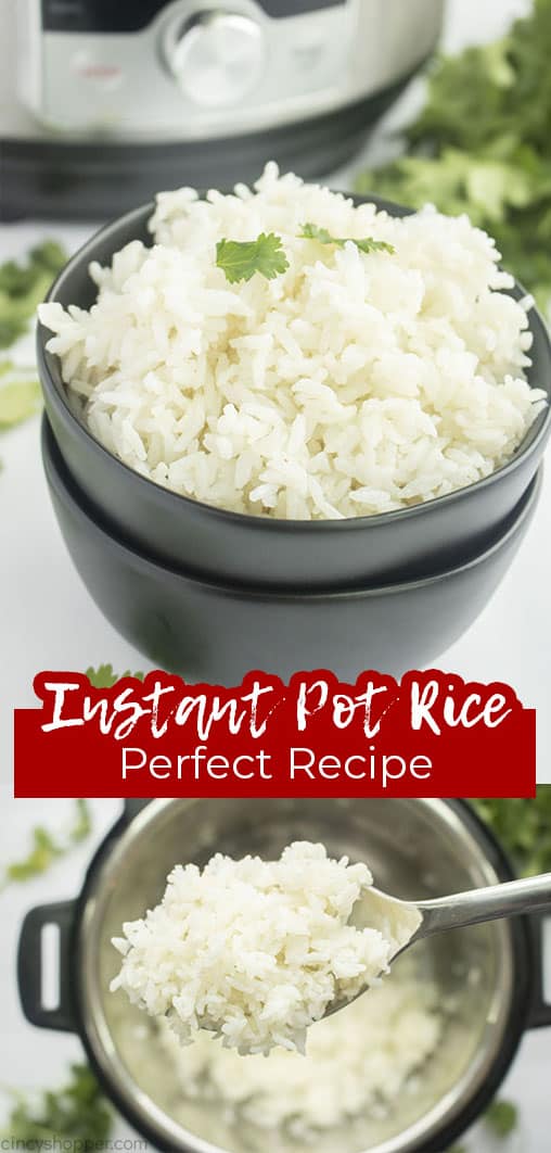 Long pin collage with text Instant Pot Rice Perfect Recipe