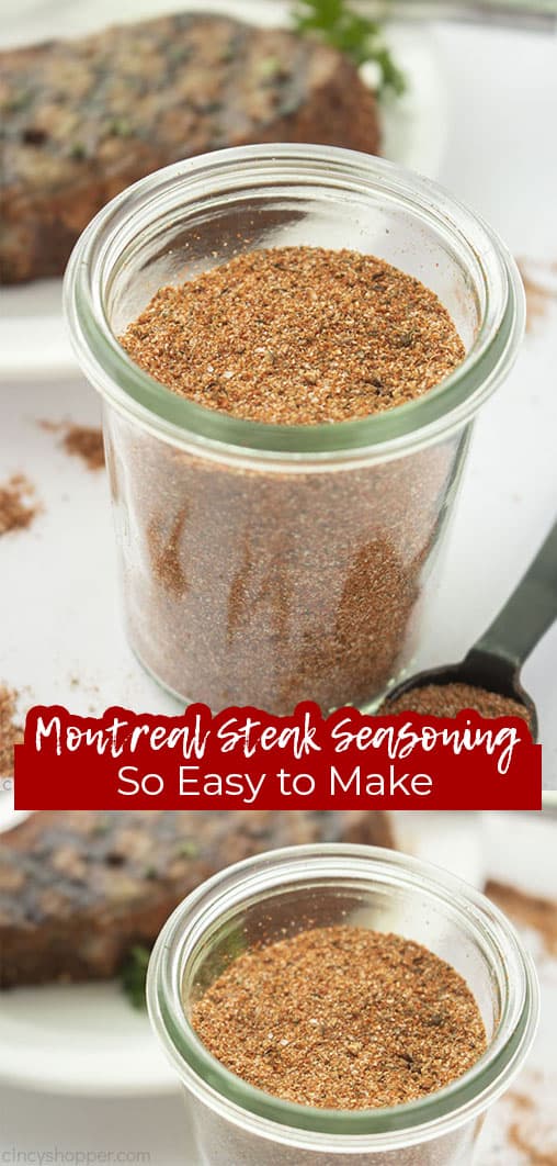 Long pin collage with text banner Montreal Steak Seasoning So Easy to Make