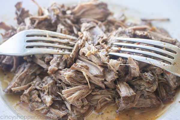 Shredded barbacoa beef meat