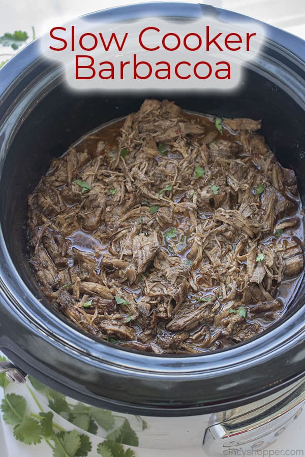 Text on image Slow Cooker Barbacoa