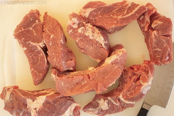 Trimmed chuck roast on a cutting board