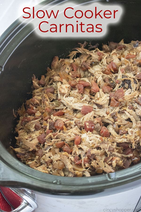 Text on image Slow Cooker Carnitas