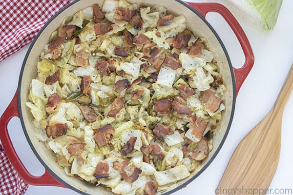 completed fried cabbage in a pan