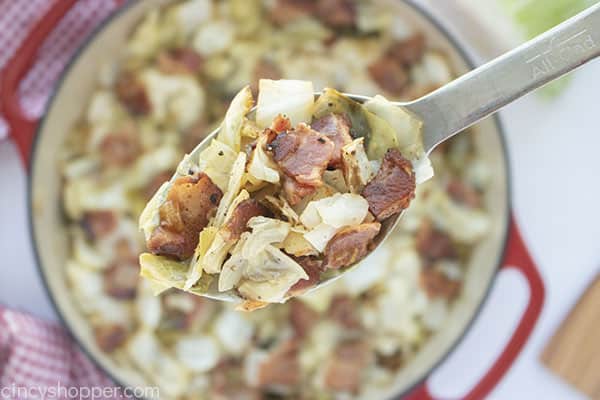 Southern cabbage on a spoon