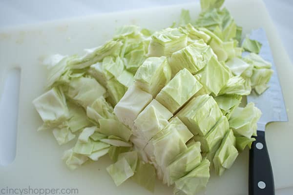 Cut cabbage on a cutting board