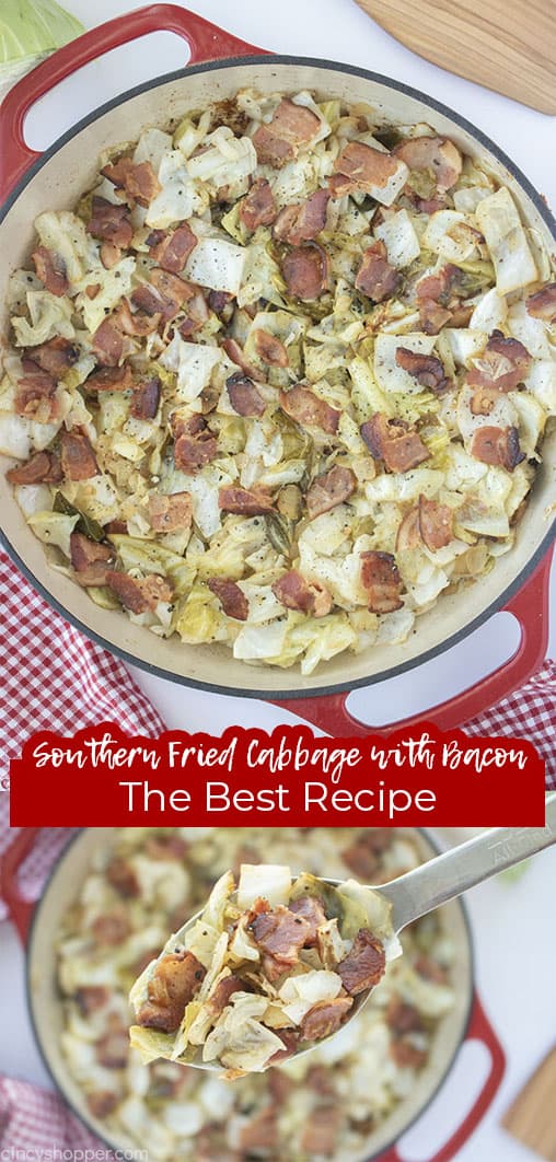 Long pin collage Southern Fried Cabbage with Bacon The Best Recipe