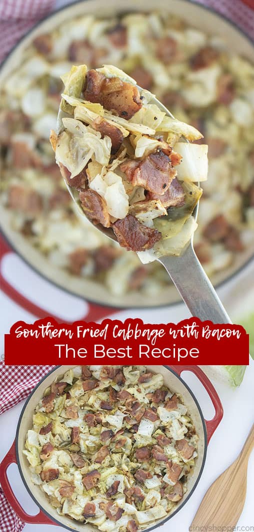 Long pin collage Southern Fried Cabbage with Bacon The Best Recipe