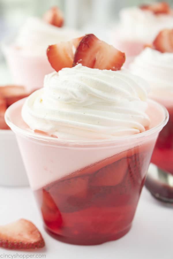 Layered Strawberry Jello Parfait Cups