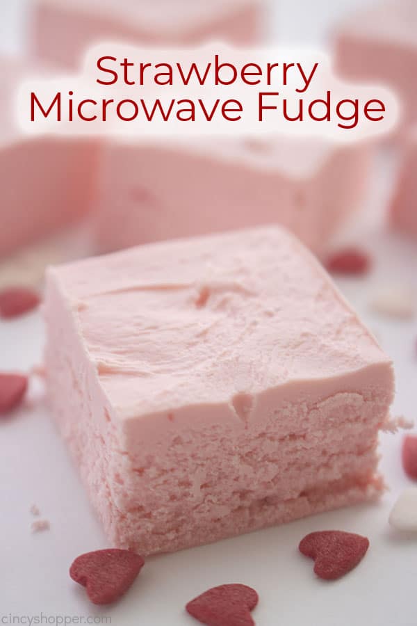 Text on image Strawberry Microwave Fudge