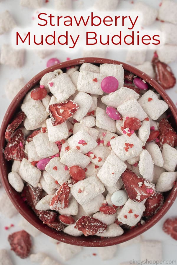 Text on image Strawberry Muddy Buddies