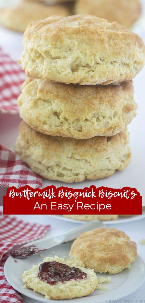 Long pin collage with text Buttermilk Bisquick Biscuits An Easy Recipe
