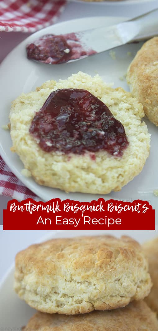 Long pin collage with text Buttermilk Bisquick Biscuits An Easy Recipe