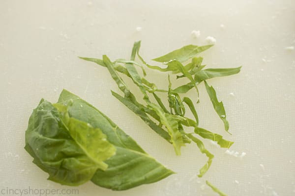 Sliced basil for salad