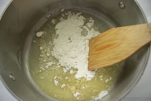 Flour added to melted butter
