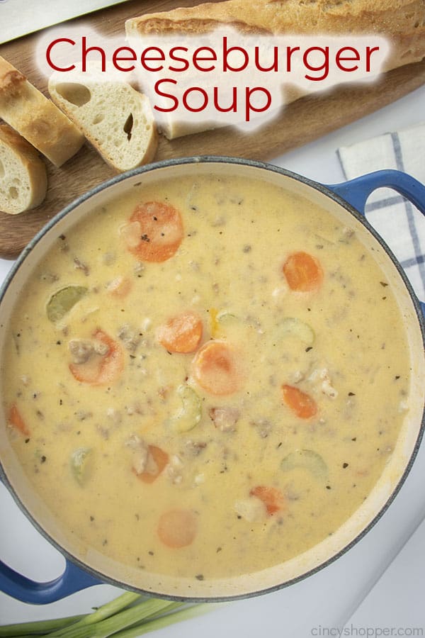 Text on image Cheeseburger Soup
