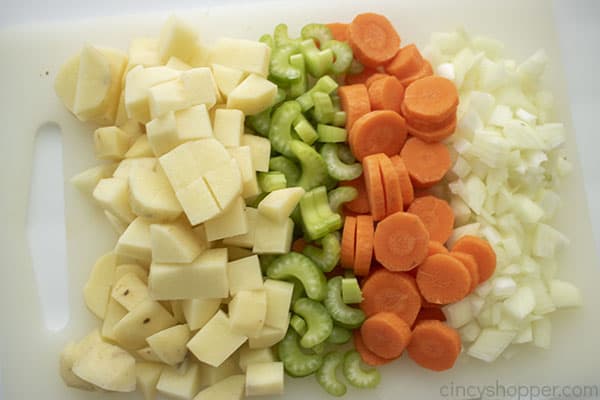 Diced veggies for Burger Soup