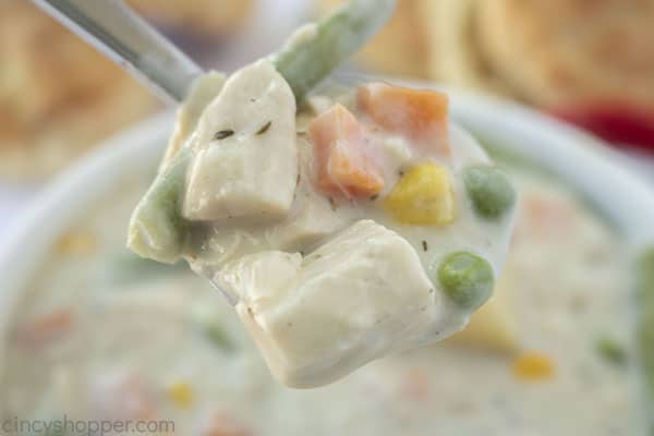 Creamy Chicken Soup on a spoon