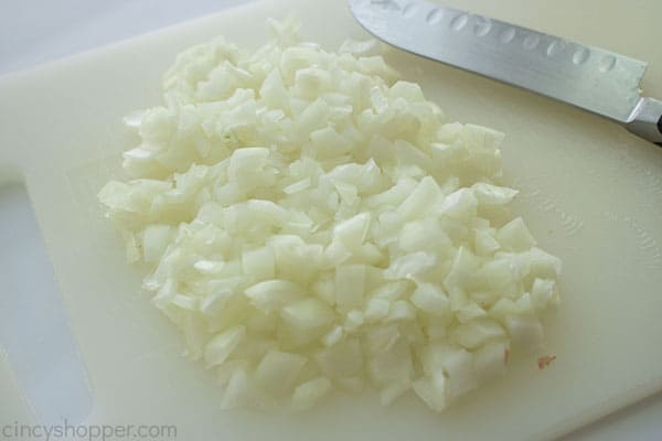 Diced onions for soup