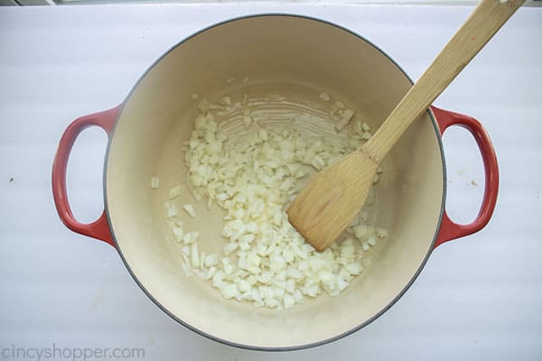 Cooking onions in pot