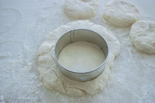 Cutting the sweet biscuits for shortcakes