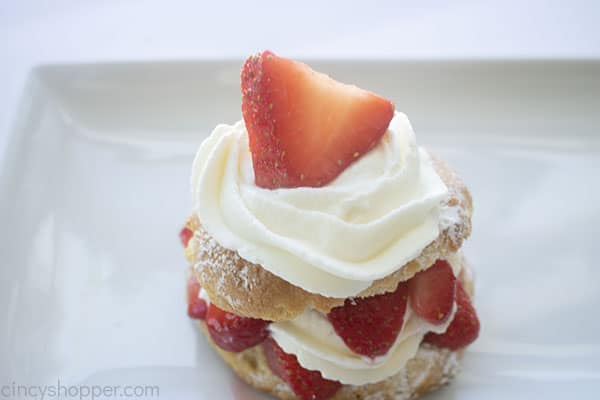 Additional whipped cream and strawberry slice added to make shortcake