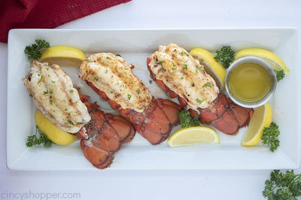 Easy Lobster on a platter with butter and lemon