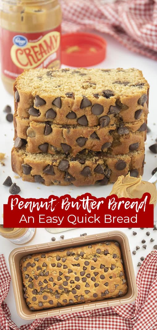 Long pin collage with text Peanut Butter Bread An Easy Quick Bread