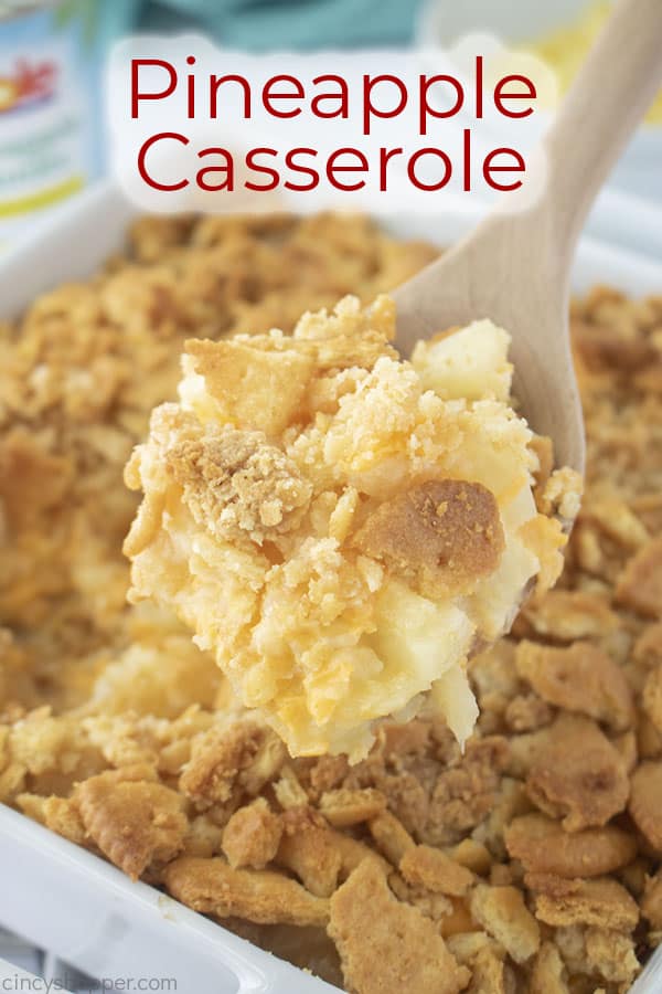 Text on image Pineapple Casserole