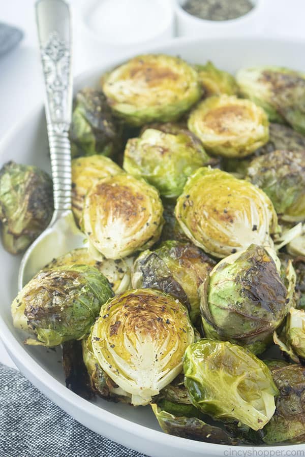 Crispy Oven Roasted Brussel Sprouts in a bowl