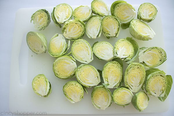 Cored and sliced Roasted Brussel Sprouts